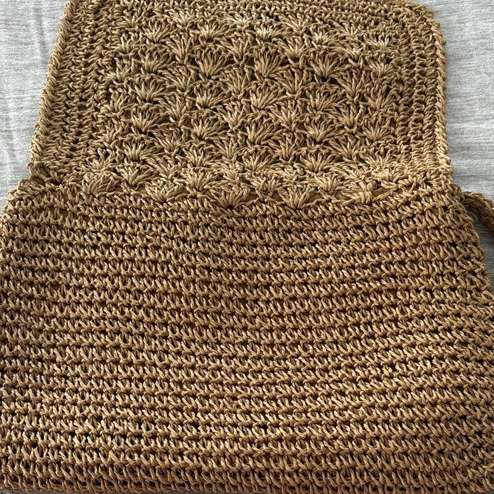 Woven Straw Clutch Bag in Natural Brown